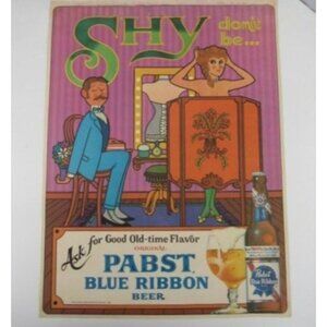 VTG 1963 PABST BLUE RIBBON BEER BURLESQUE IN MOTION LITHOGRAPH BAR SIGN Poster